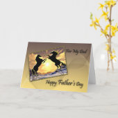 Papa, Une carte de Fête des pères avec des chevaux (Fleur jaune)