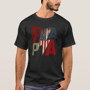 Papa US Flag Lightning Bolt Fathers Day T-shirt