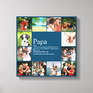 Papa, vader definitie 12 foto blauw canvas afdruk