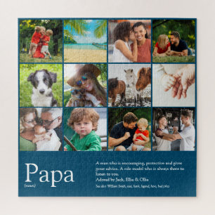 Papa, vader definitie 12 foto blauw legpuzzel