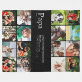Papa Vader Ooit Definitie Fotocollage Zwart Fleece Deken (Voorkant (Horizontaal))