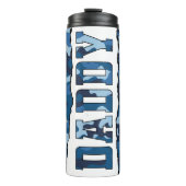 Papa Vaderdag aangepaste foto's blauw Thermosbeker (Voorkant)