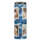 Papa Vaderdag aangepaste foto's blauw Thermosbeker (Achterkant)