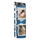Papa Vaderdag aangepaste foto's blauw Thermosbeker (Geroteerd rechts)