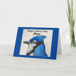 Papa Vaderdag Blauw Jay Vogel Schilderij Blauw Zwa Kaart