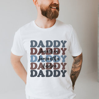 Papa Vaderdag Custom Kinder Names Retro T-shirt