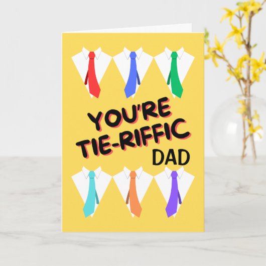 Papa Vaderdag Stropdas-verharde Shirten en Stropda Kaart (Gele Bloem)