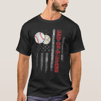Papa van Ballers American Flag Baseball Softball G T-shirt