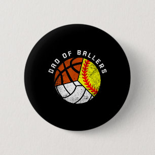Papa van Ballers Fun Softbal Volleybal Basketbal Ronde Button 5,7 Cm