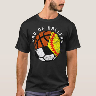 Papa van Ballers Grappige Softbal Voetbal Basketba T-shirt
