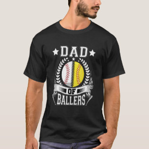 Papa van Ballers honkbal softball van de vrouw zoo T-shirt