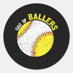 Papa van Ballers Ontwerp van de honkbalfamilie Ronde Sticker