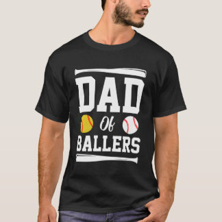 Papa van Ballers Vaderdag Softbal Papa Honkbal  T-shirt