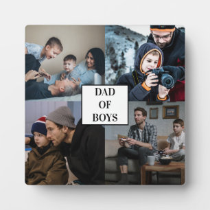 Papa van Boys Vaderdag Custom 4 Foto Collage Fotoplaat