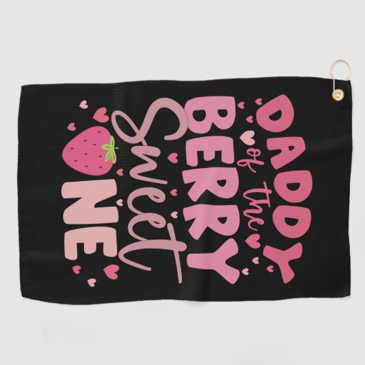 Papa van de bes Sweet One Aardbei Verjaardag Golfhanddoek (Horizontaal)