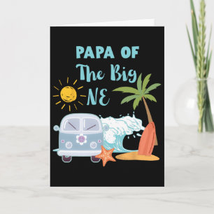 Papa van de Big One Surfen Strand Thema 1e Verjaar Kaart