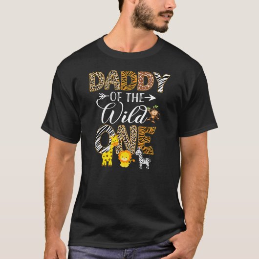 Papa van de dierentuin Wild One Birthday Safari T-shirt (Voorkant)