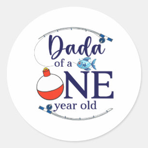 Papa van de grote één visser jongen eerste verjaar ronde sticker
