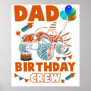 Papa van de jarige jongen Auto's Trucks Treinen Ve Poster