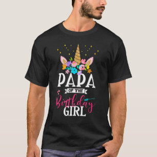 Papa van de jarige meid Eenhoorn Verjaardag Jubile T-shirt