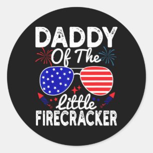 Papa van de kleine vuurwerkster grappig 4 juli ronde sticker