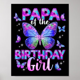 Papa van de verjaardagsvlinderfamilie poster