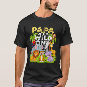 Papa van de Wild One 1st Birthday Zoo Animal Safar T-shirt
