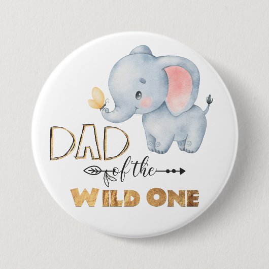Papa van de Wilde One Elephant Gold Foil Button (Voorkant)