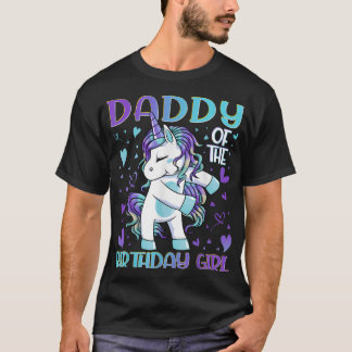 Papa van het Birthday Girl Flossing Unicorn Pap Da T-shirt