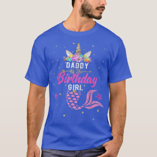 Papa van het Birthday Girl Unicorn Mermaid T-shirt