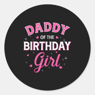 Papa van het jarige meisje familiefeest verjaardag ronde sticker
