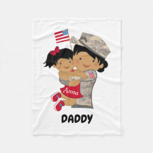 Papa van het kind in de militaire zak fleece deken