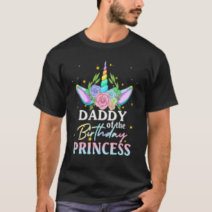 Papa van het meisje van de geboorte Unicorn regenb T-shirt