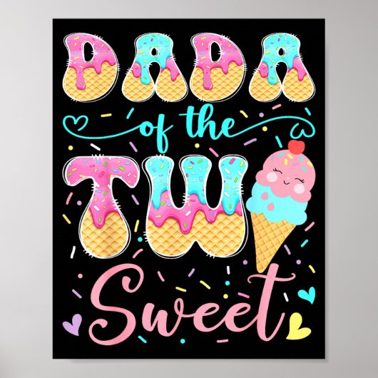 Papa van het twee zoete 2de verjaardag meisje ijs poster (Voorkant)
