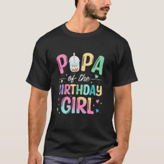 Papa van het verjaardagsmeisje Bubble Boba Tea Par T-shirt