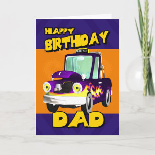 Papa verjaardagskaart met papa's taxi cartoon pick kaart