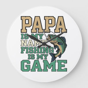 Papa Vissen Is Mijn Game Vintage Vis Shirt Ontwerp Grote Klok