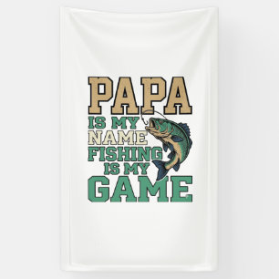 Papa Vissen Is Mijn Game Vintage Vis Shirt Ontwerp Spandoek