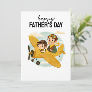 Papa vliegt in een vliegtuig door wolken Cute Happ Kaart