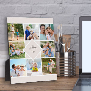 Papa We houden van je 8 Foto Collage Cream Plaque Fotoplaat