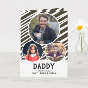 Papa we houden van je Strepen 3 foto`s Vaderdag Kaart