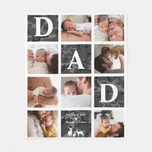 Papa We houden van jou Moderne 8 Foto's Zwarte C Fleece Deken