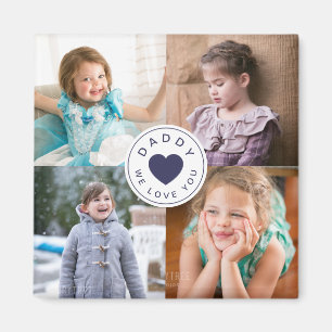 Papa We houden van Kinder foto's met blauw hart Magneet