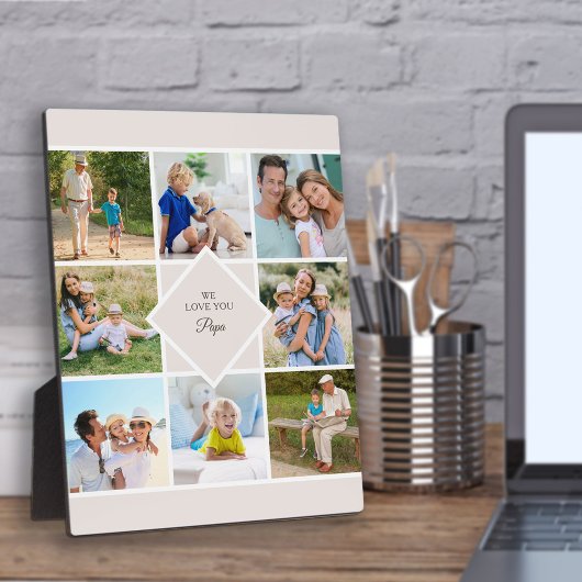 Papa We Love You 8 Photo Collage Plaque de crème