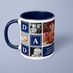 Papa We Love You Marineblauw Aangepaste Foto Colla Mok