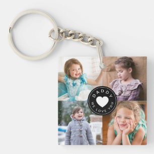 Papa We Love You Schattige Kinderen 4 Foto Collage Sleutelhanger
