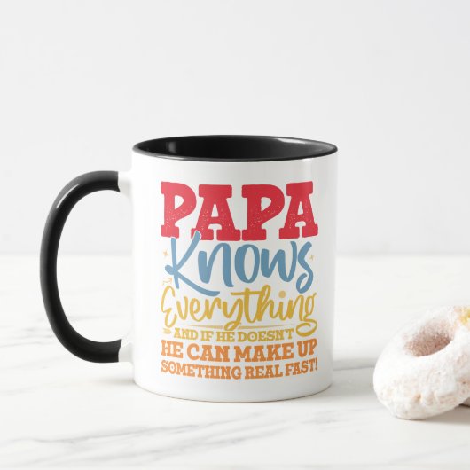 Papa weet alles vaders dag cool vader grappig mok (Met donut)