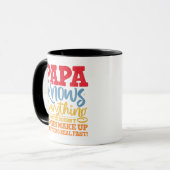 Papa weet alles vaders dag cool vader grappig mok (Voorkant links)
