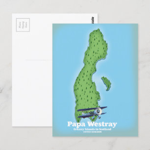 Papa Westray Schotland kaart. Briefkaart