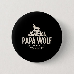 Papa Wolf Vaderdag Papa Vaderschap Cute Dier Famil Ronde Button 5,7 Cm